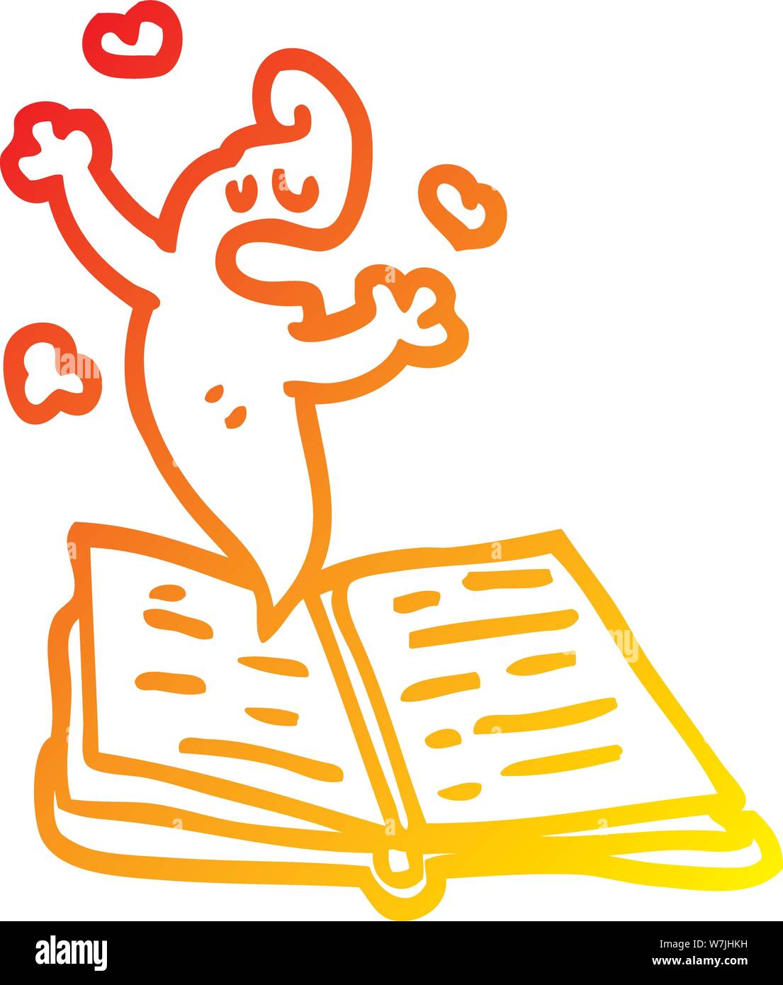 Gradiente di caldo la linea di disegno di un cartoon Ghost Story Illustrazione Vettoriale