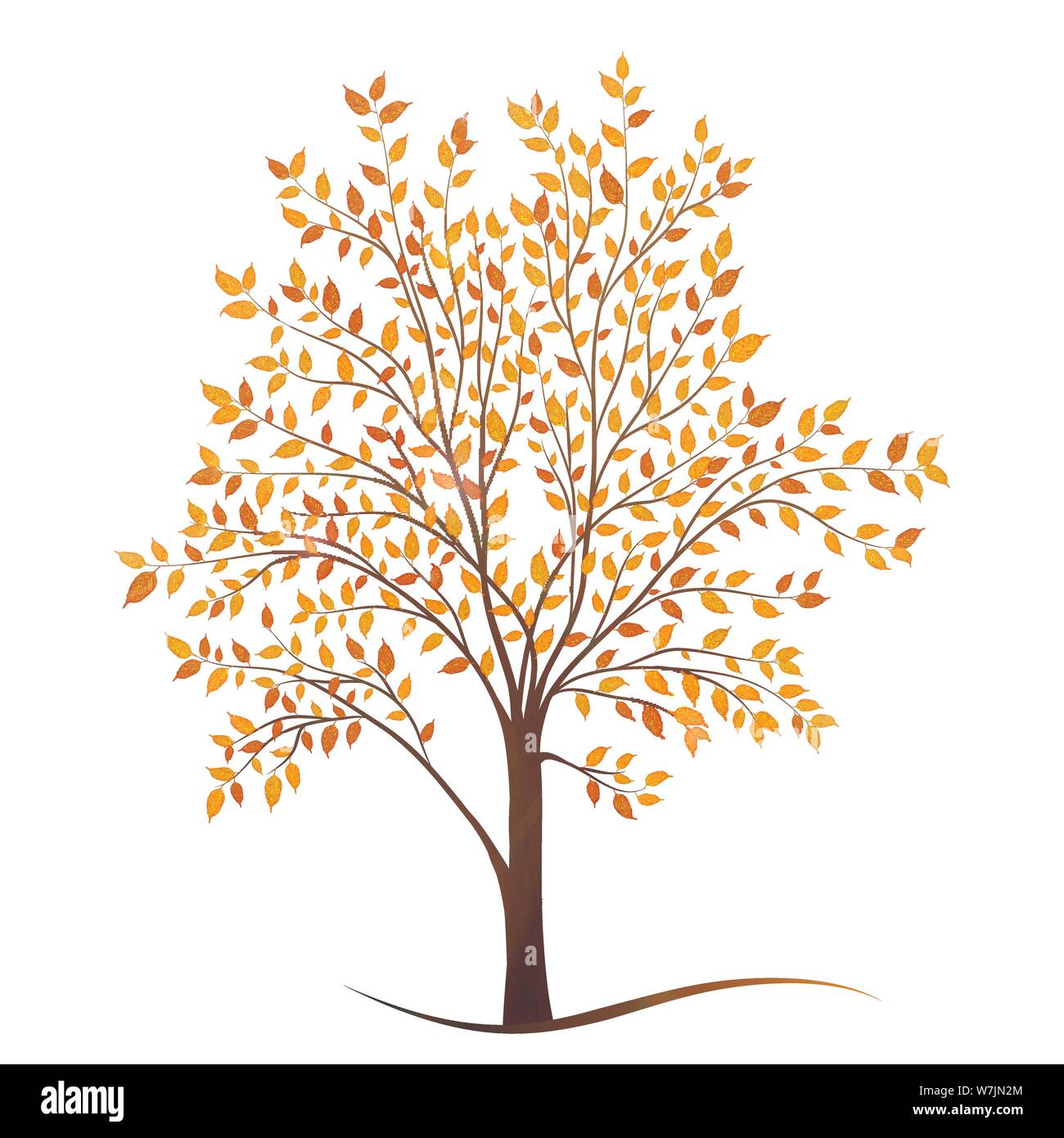 Autumn Tree con foglie su sfondo bianco vettore Illustrazione Vettoriale