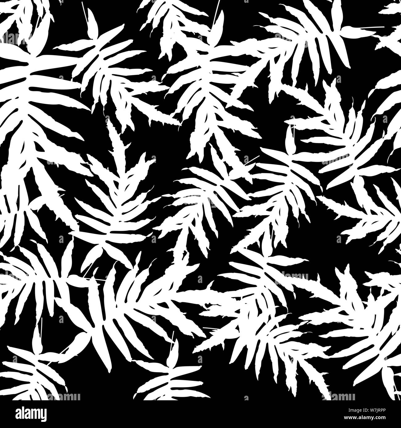 Monocromatica perfetta alla moda con motivo di foglie tropicali Illustrazione Vettoriale