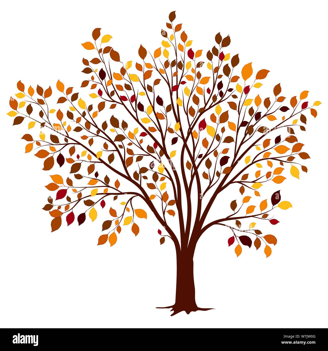 Autumn Tree con foglie colorate di sfondo vettoriale Illustrazione Vettoriale