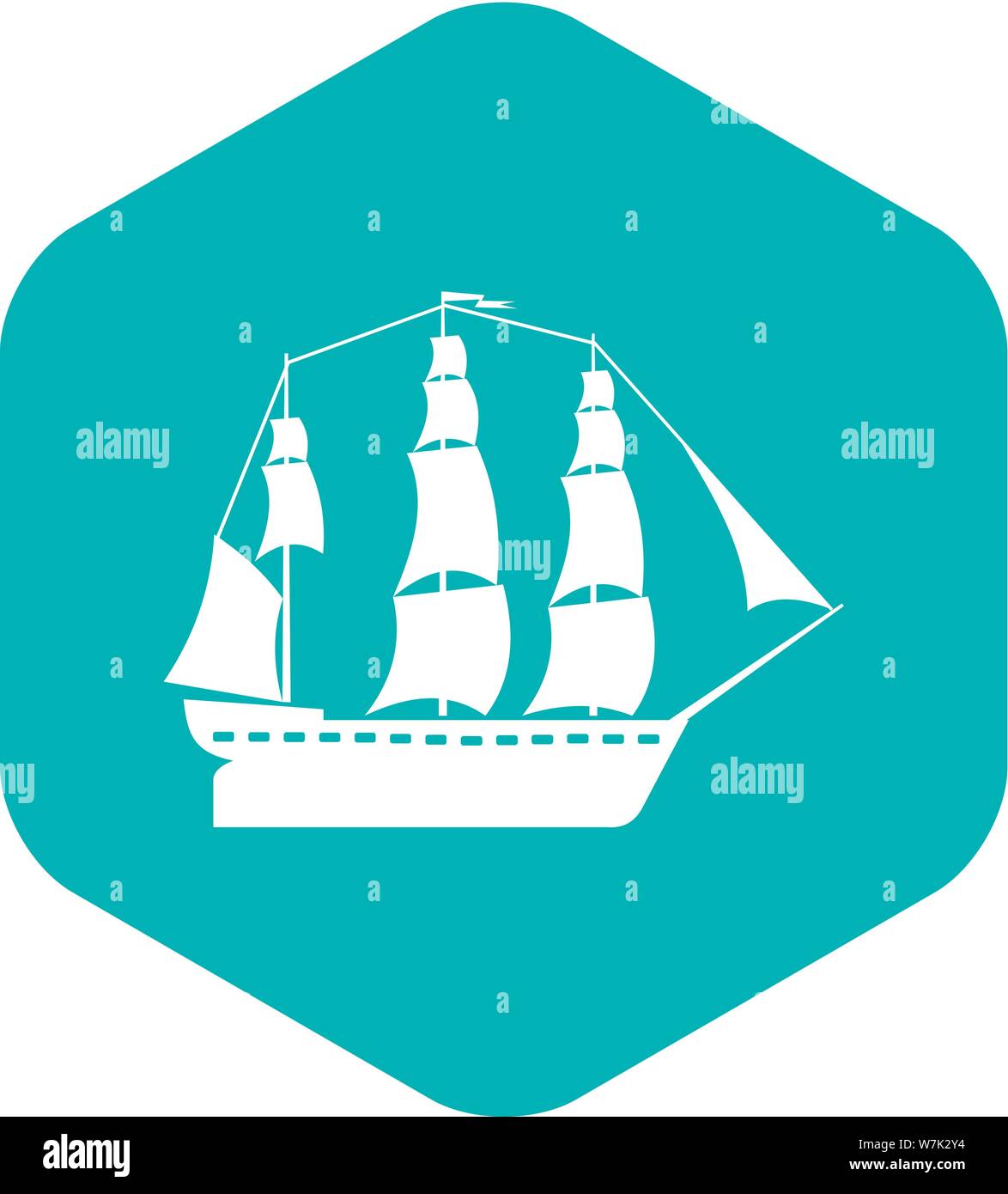 Barca a vela, icona di stile semplice Illustrazione Vettoriale