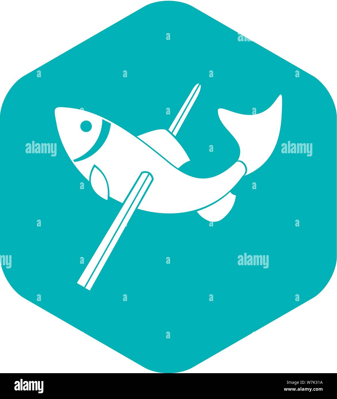 Icona di pesca, stile semplice Illustrazione Vettoriale