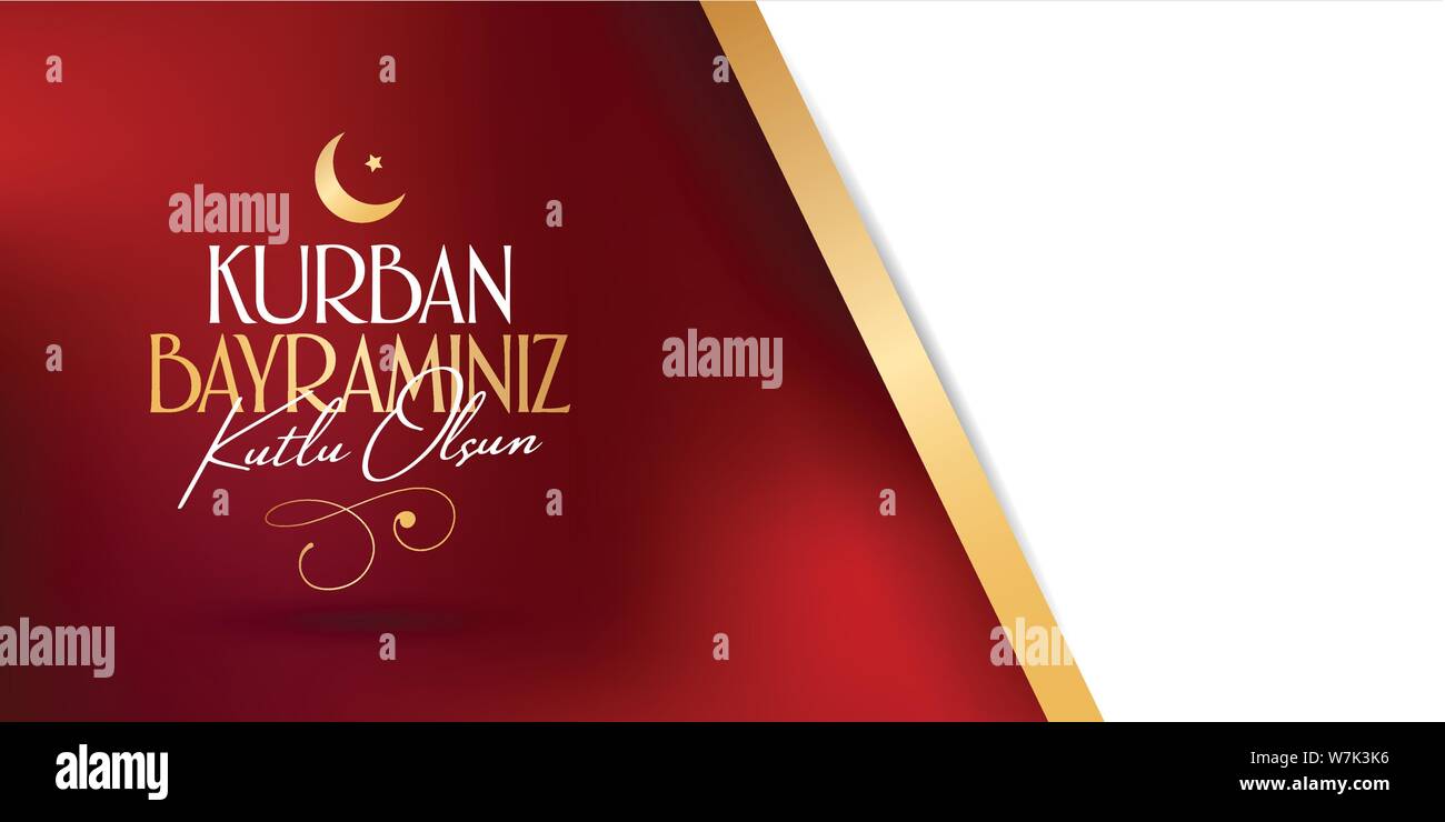 Festa del sacrificio saluto (Eid al-Adha Mubarak) (turco: Kurban Bayraminiz Kutlu Olsun) giorni santi della comunità musulmana. Illustrazione Vettoriale