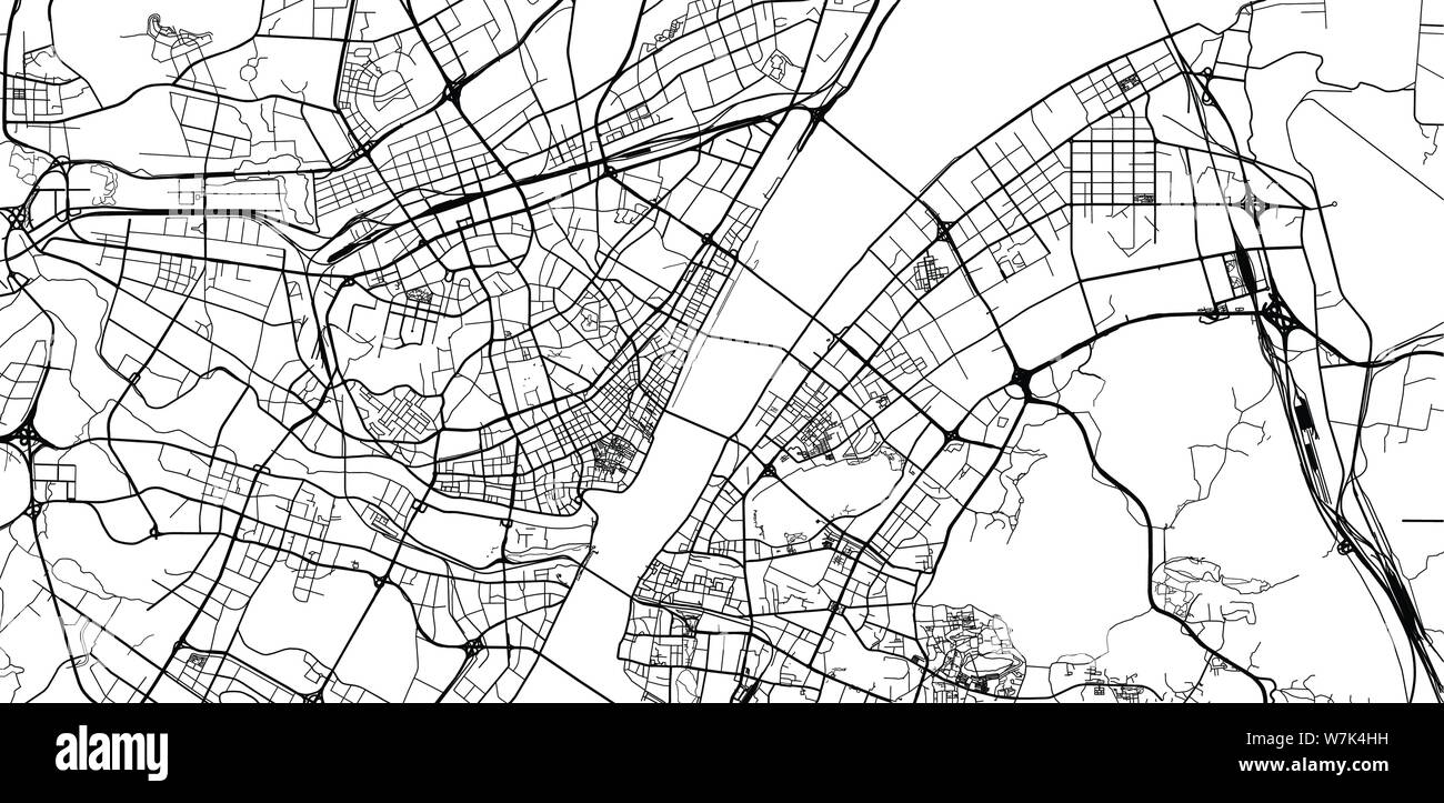 Vettore urbano mappa della città di Wuhan, Cina Illustrazione Vettoriale