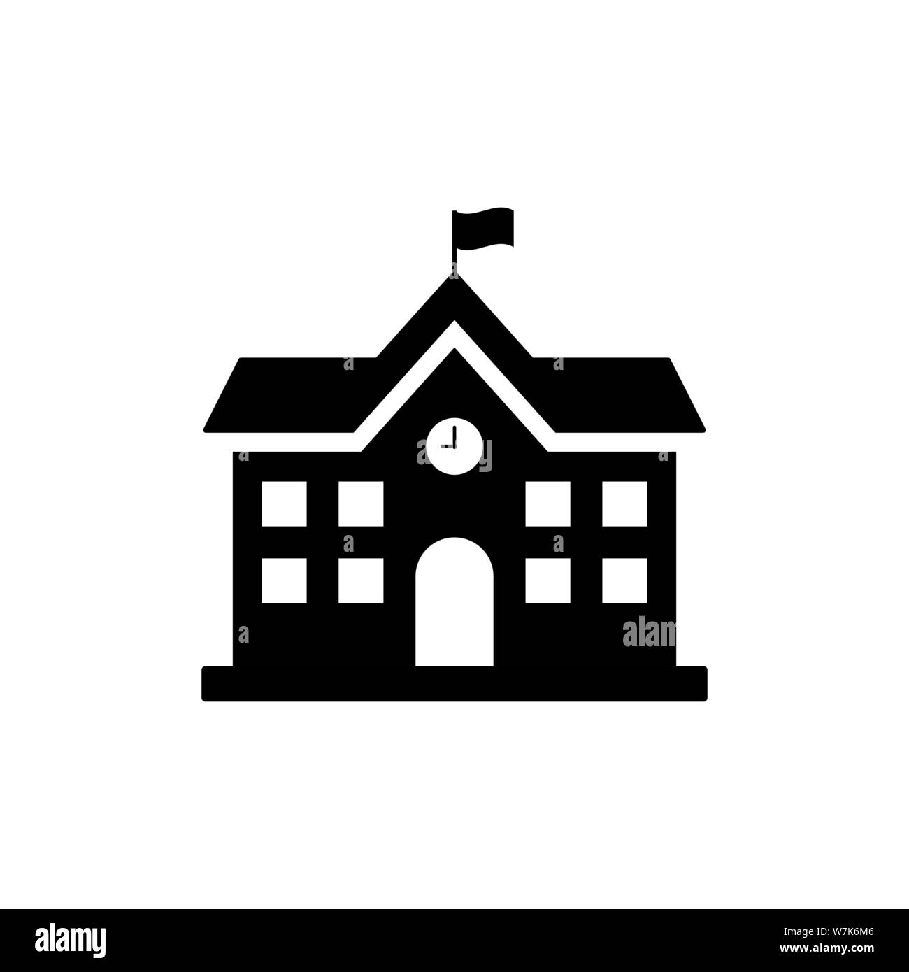 Edificio scolastico icona design semplice su sfondo bianco Illustrazione Vettoriale