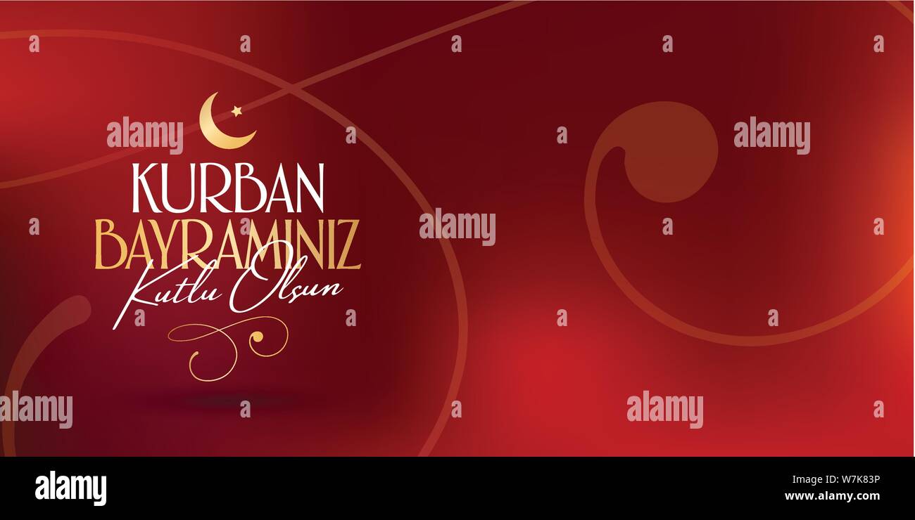 Festa del sacrificio saluto (Eid al-Adha Mubarak) (turco: Kurban Bayraminiz Kutlu Olsun) giorni santi della comunità musulmana. Illustrazione Vettoriale