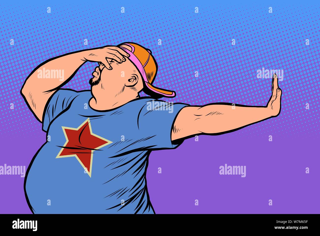 Fat man. gesto senza vergogna. La Pop art vettore retrò Illustrator vintage kitsch disegno Illustrazione Vettoriale