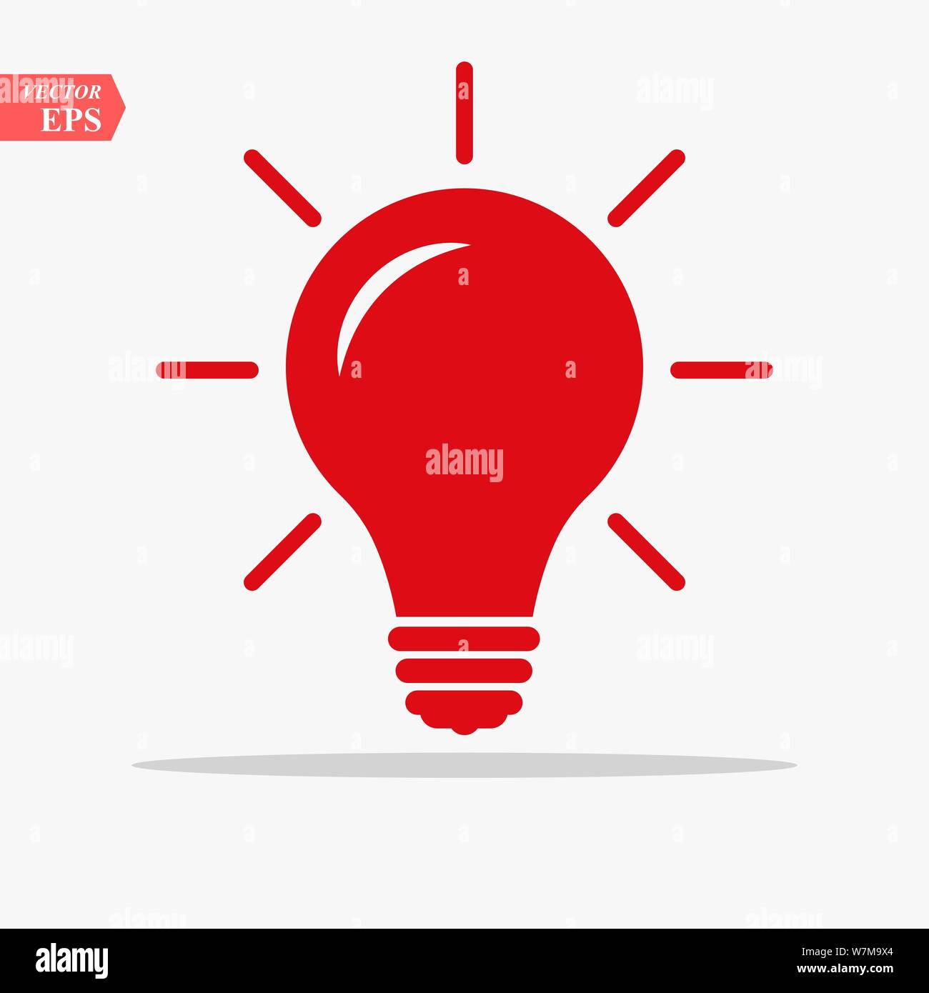 Rosso luce della lampadina icona vettore. Illuminazione luce elettrica. Elettricità, brillare. Icona della lampadina vettore, isolato su sfondo. La luce della lampadina icona - Idea segno, s Illustrazione Vettoriale