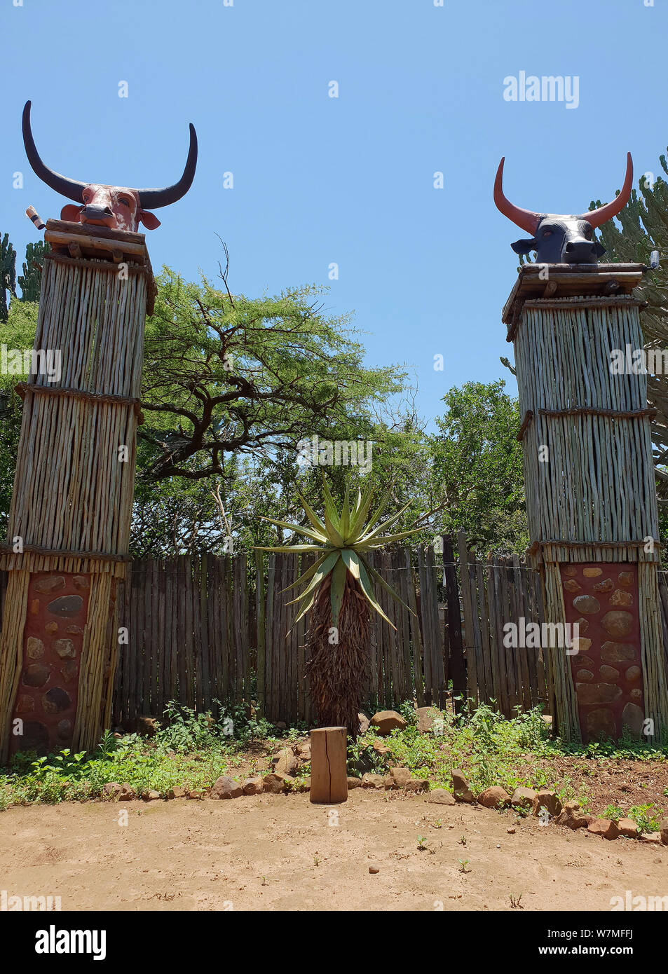 Zulu Shakaland Villaggio Culturale, di Eshowe, Kwazulu Natal, Sud Africa Foto Stock