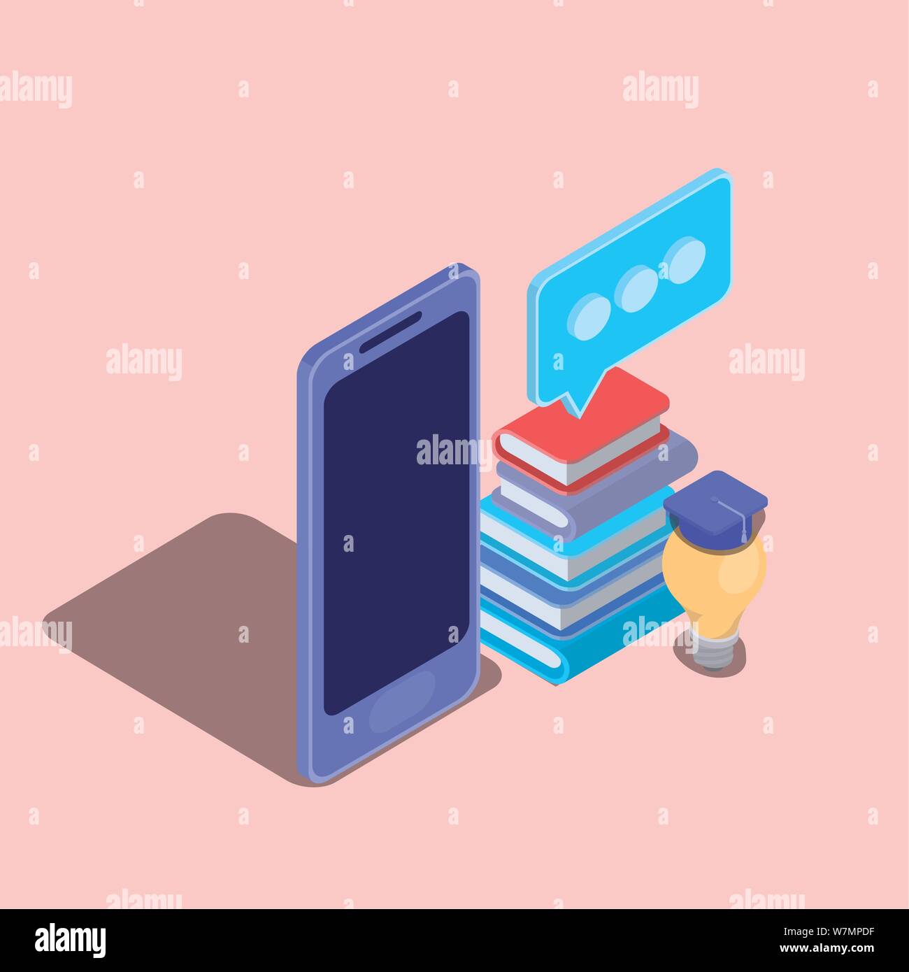 Online educazione tecnologica con lo smartphone Illustrazione Vettoriale