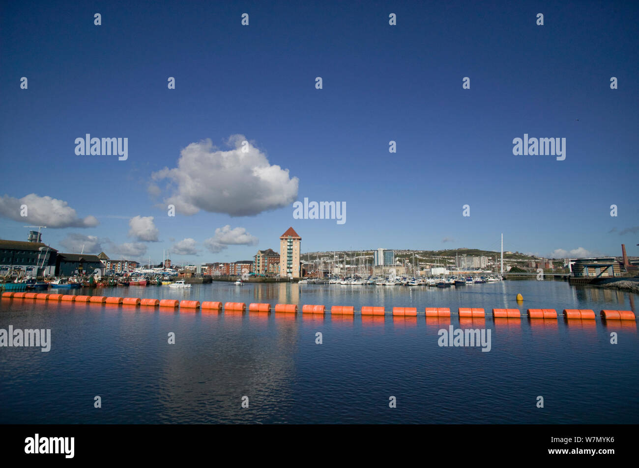 Mareomotrice di generare energia elettrica dal fiume di marea ma modificando il flusso di importanti del salmone e della trota di mare fiume, Swansea, Wales, Regno Unito 2009 Foto Stock