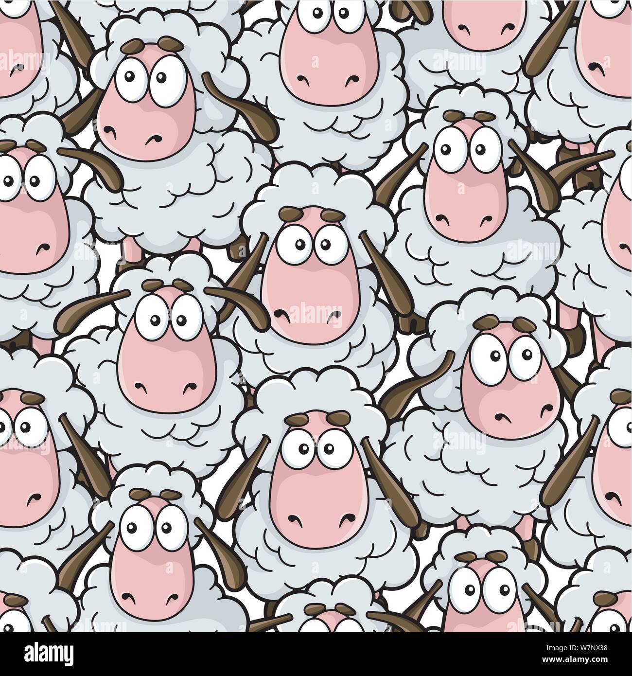Pecore cartoon seamless pattern. Illustrazione Vettoriale