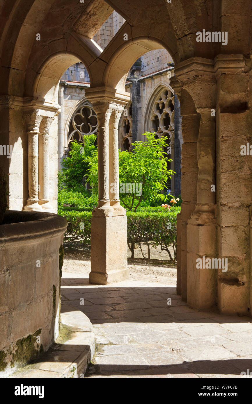 Chiostro del Santes Creus Monastero, provincia di Tarragona, Spagna, può Foto Stock