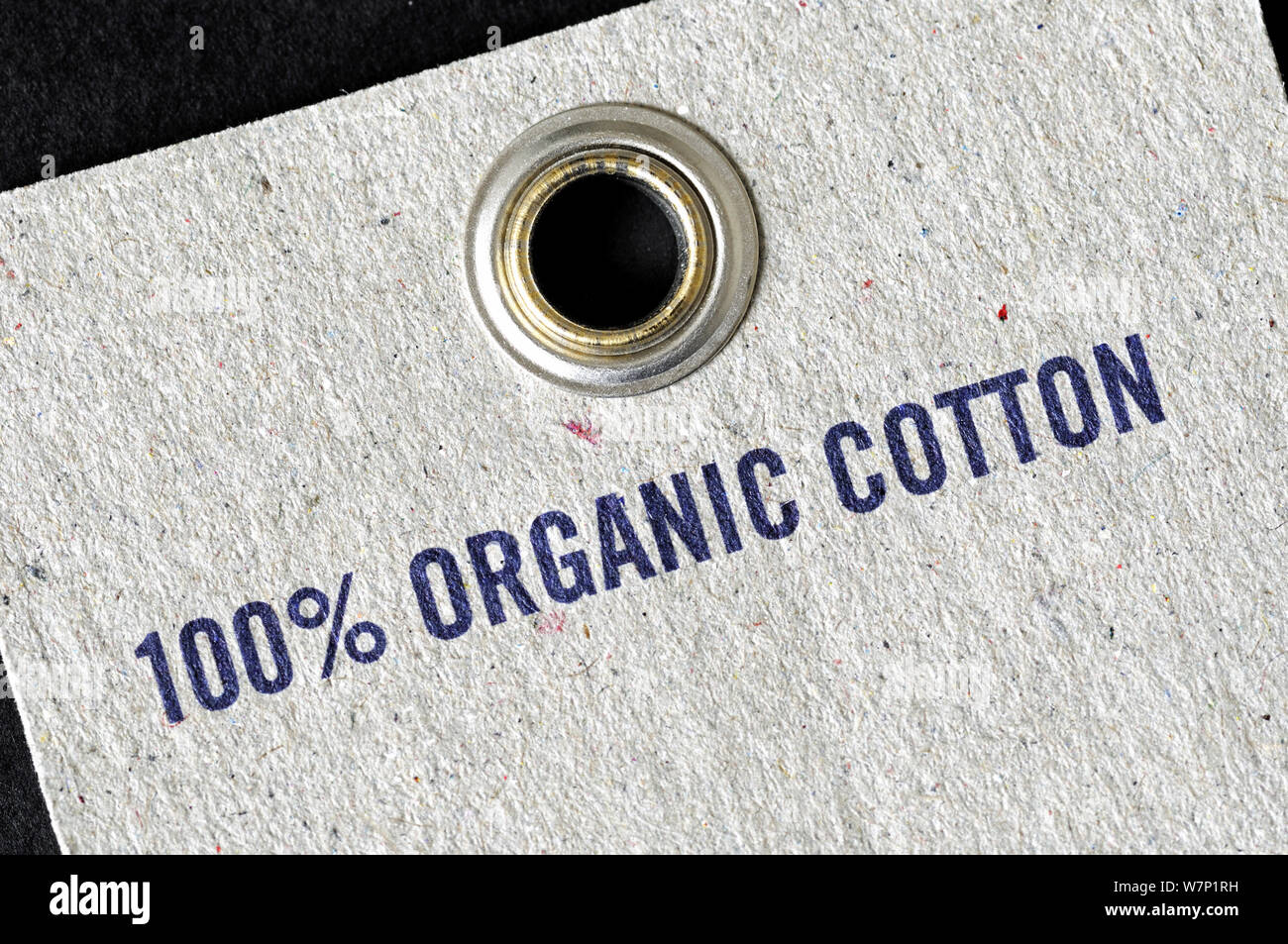 100% cotone organico stampate sull'etichetta Foto Stock