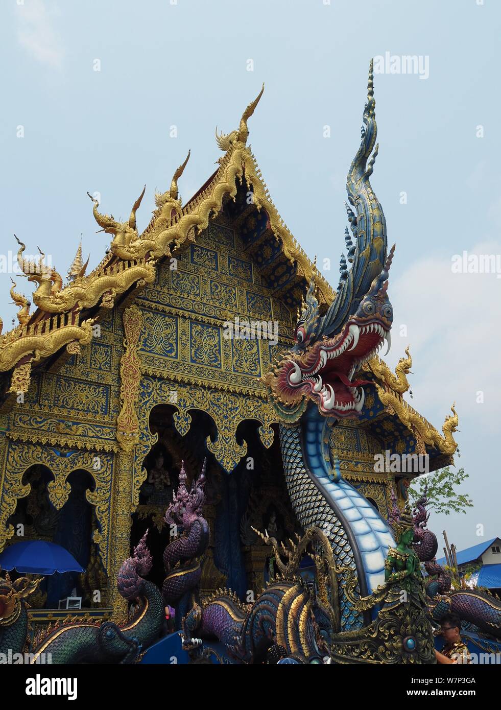 Wat Rong Suea dieci, il Tempio Azzurro Chiang Rai, Thailandia Foto Stock