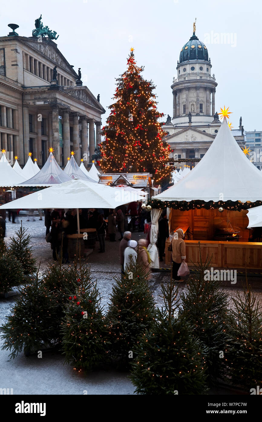 Tradizionale Mercatino di Natale in piazza Gendarmenmarkt, Berlino, Germania 2009 Foto Stock