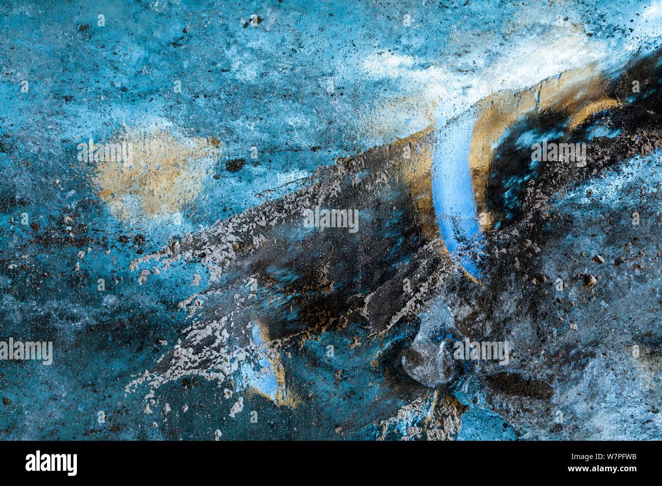 Dettaglio nella caverna di ghiaccio. Skaftafell National Park, Sud dell'Islanda, Europa, novembre 2012. Foto Stock