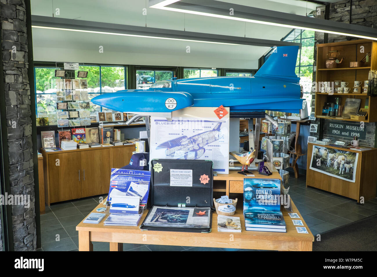 La storia di Coniston,Ruskin Museum,Bluebird,Laghi,Lake District,il Parco nazionale del Lake District,Parco Nazionale,Cumbria,l'Inghilterra,inglese,Gran Bretagna,UK, Foto Stock