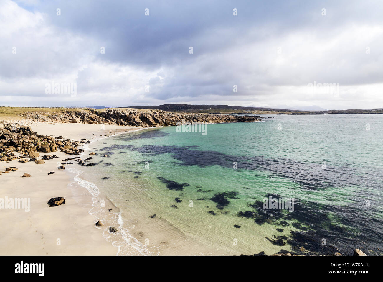 Omey Island Beach, Aughrus Penisola, Connemara, Repubblica di Irlanda, marzo 2013. Foto Stock