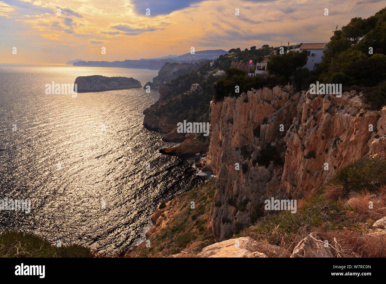 Tramonto a Cap de la Neu, Javea, Nord Costa Blanca, Spagna Foto Stock