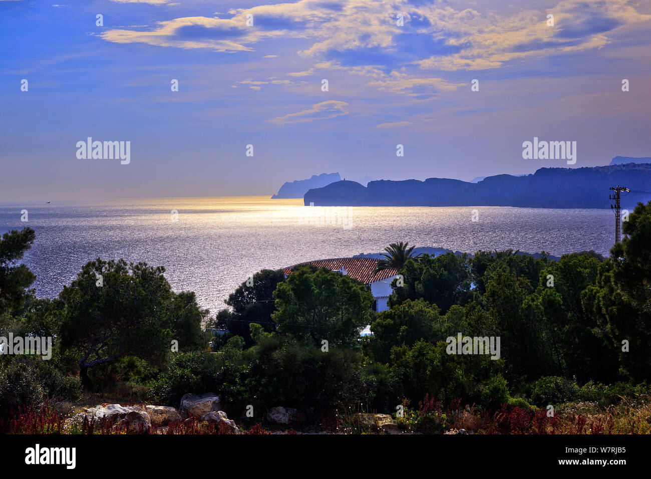 Tramonto a Cap de la Neu, Javea, Nord Costa Blanca, Spagna Foto Stock