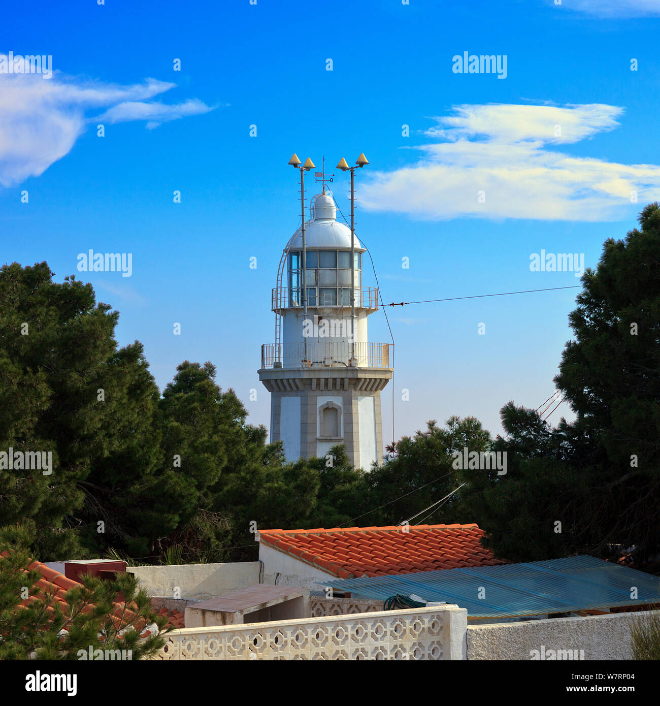 Cap de la Nao Lighthouse, Altea, Nord Costa Blanca, Spagna Foto Stock