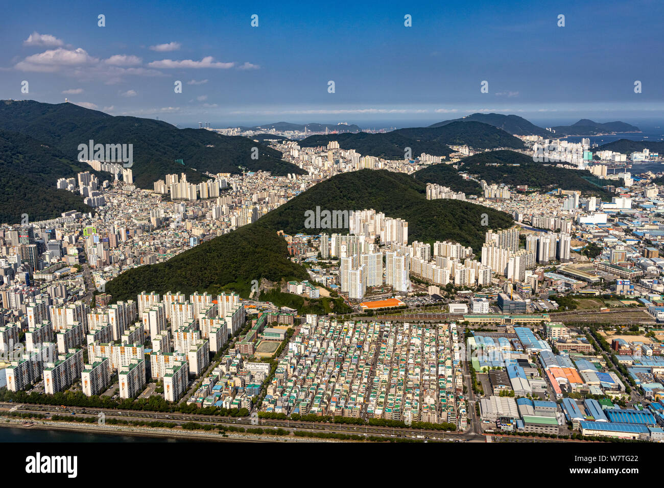 Busan, Corea - Giugno 22, 2019: vista aerea di Busan Metropolitan City Foto Stock