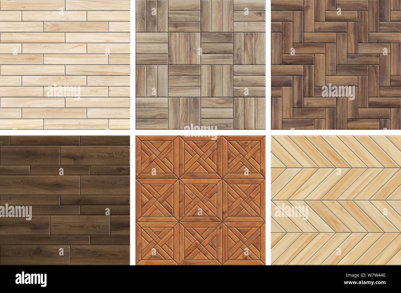 Raccolta di alta risoluzione parquet in legno modelli. Seamless Textures di legno diverso Foto Stock