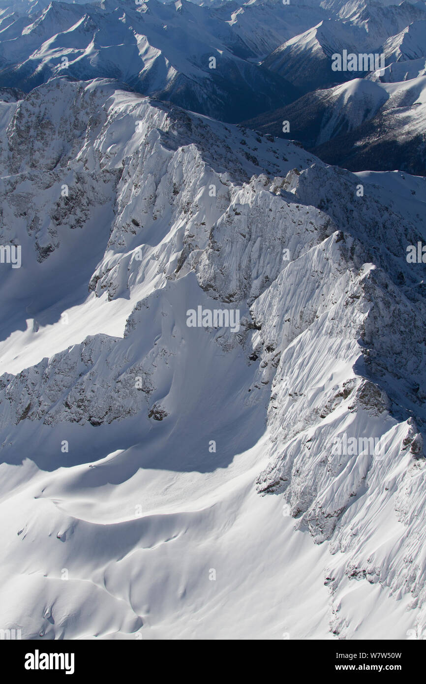 Djuga ridge e vertici, Western montagne del Caucaso, Russia, marzo 2013. Foto Stock