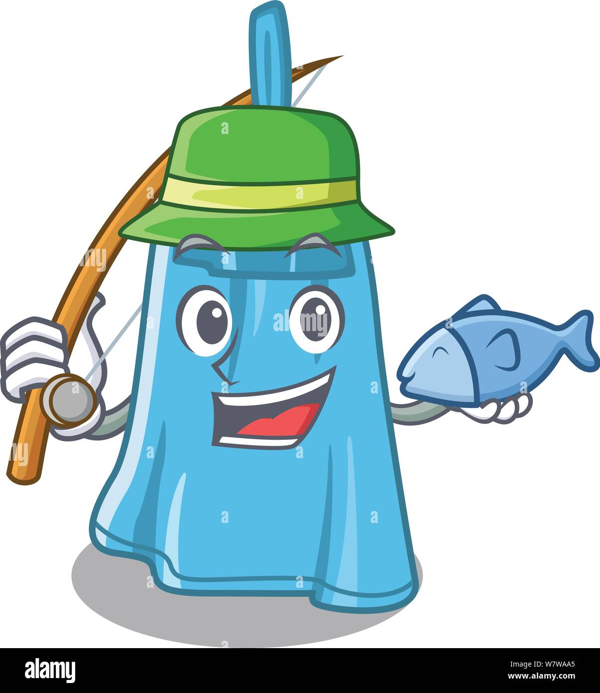 La pesca asciugamano appeso alla parete mascotte Illustrazione Vettoriale