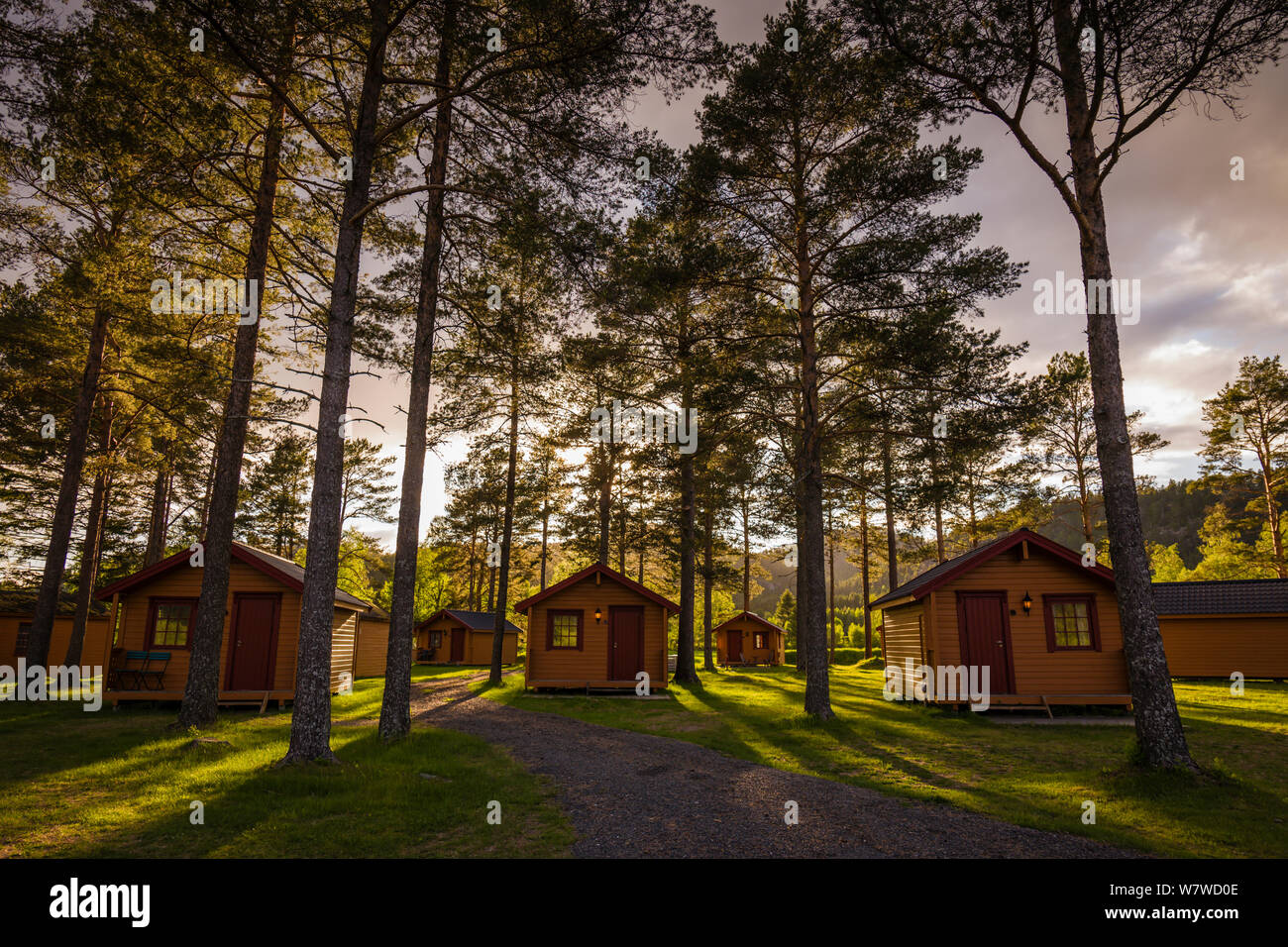 Camping cabine, Namsos Camping, Namsos, Norvegia. Foto Stock