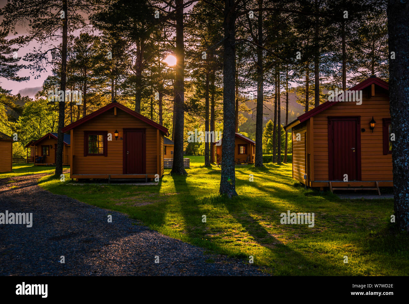 Camping cabine, Namsos Camping, Namsos, Norvegia. Foto Stock