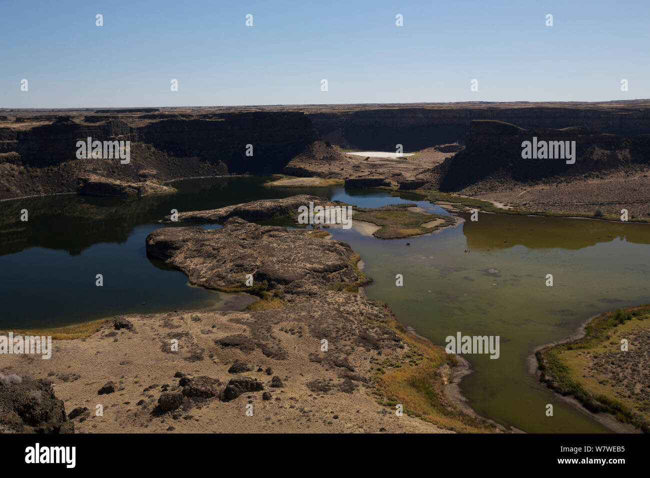 Cade a secco, a cinque volte la larghezza del Niagara, cade a secco è pensato per essere il più grande cascata di note che sia mai esistito, lasciato dalla grande Era Glaciale inondazioni. Grant County, Washington, Nord America, USA, settembre 2012. Foto Stock