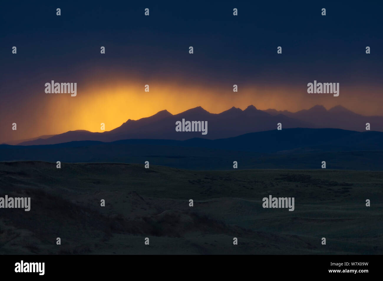Paesaggio al tramonto, Ruoergai Riserva Naturale Nazionale, nella provincia di Sichuan, Qinghai-Tibet altopiano, Cina, Asia Foto Stock