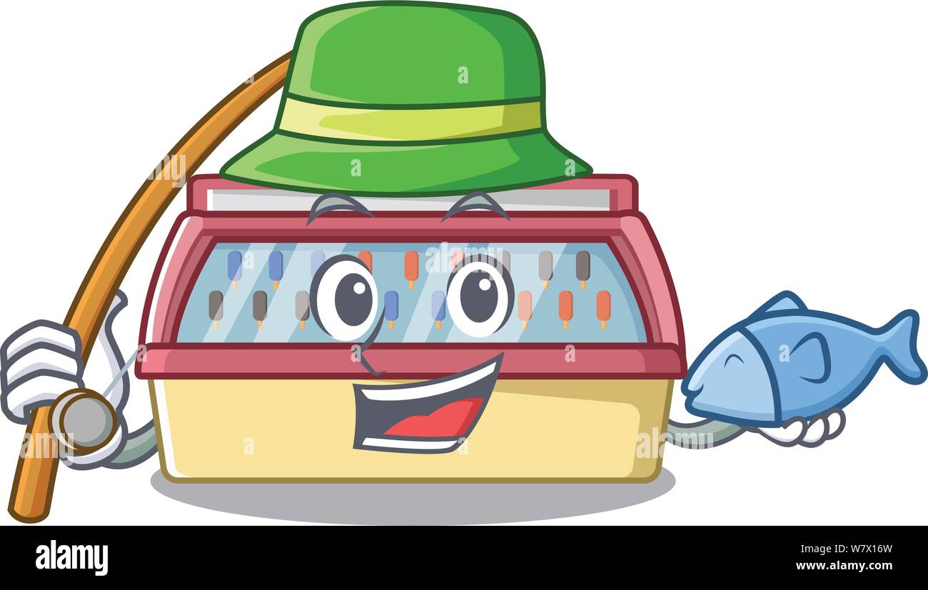 La pesca di gelato in congelatore in forma dei caratteri Illustrazione Vettoriale