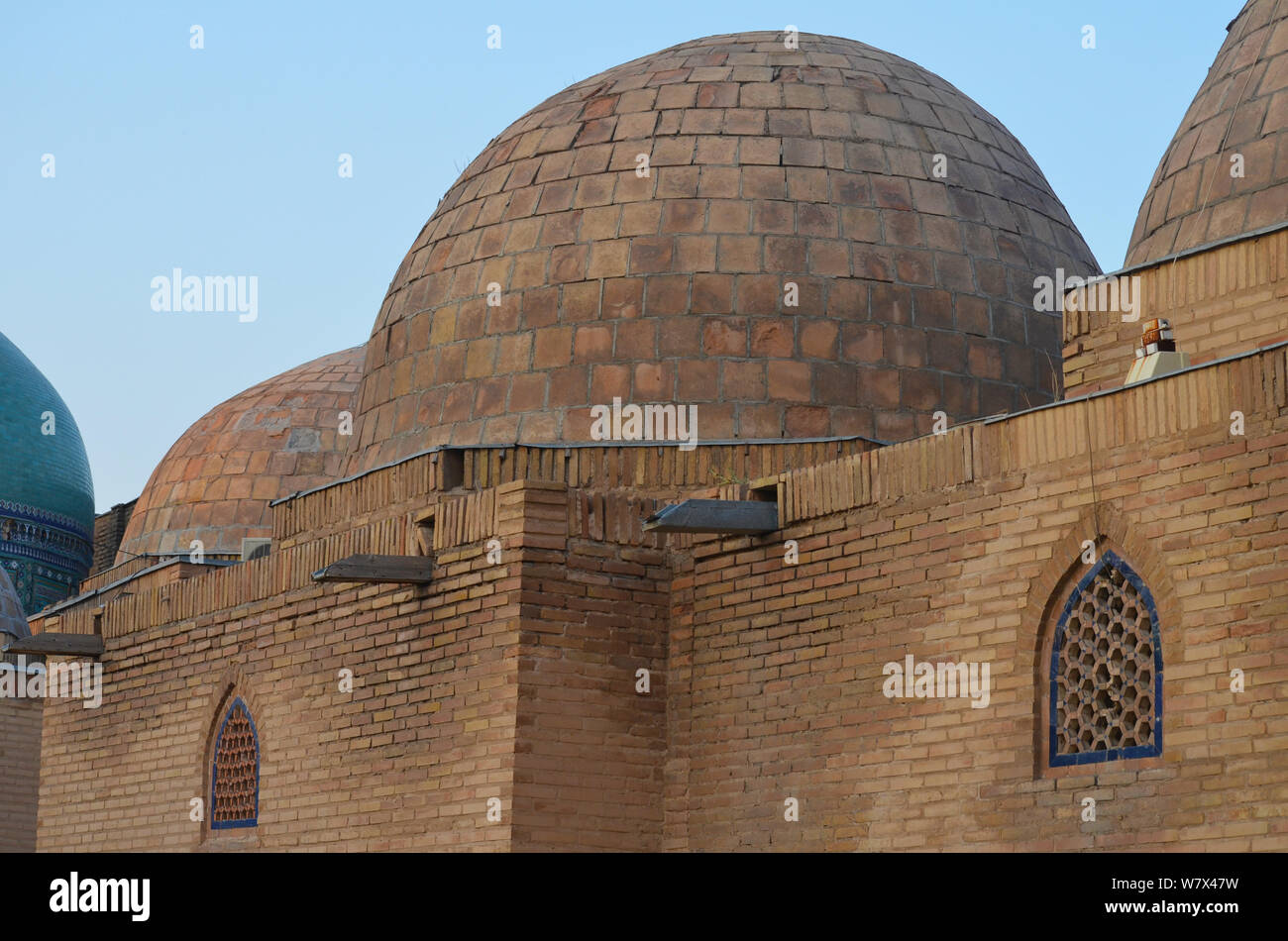 Tradizionale architettura islamica in Shah-i Zinda necropoli, Samarcanda, Uzbekistan Foto Stock