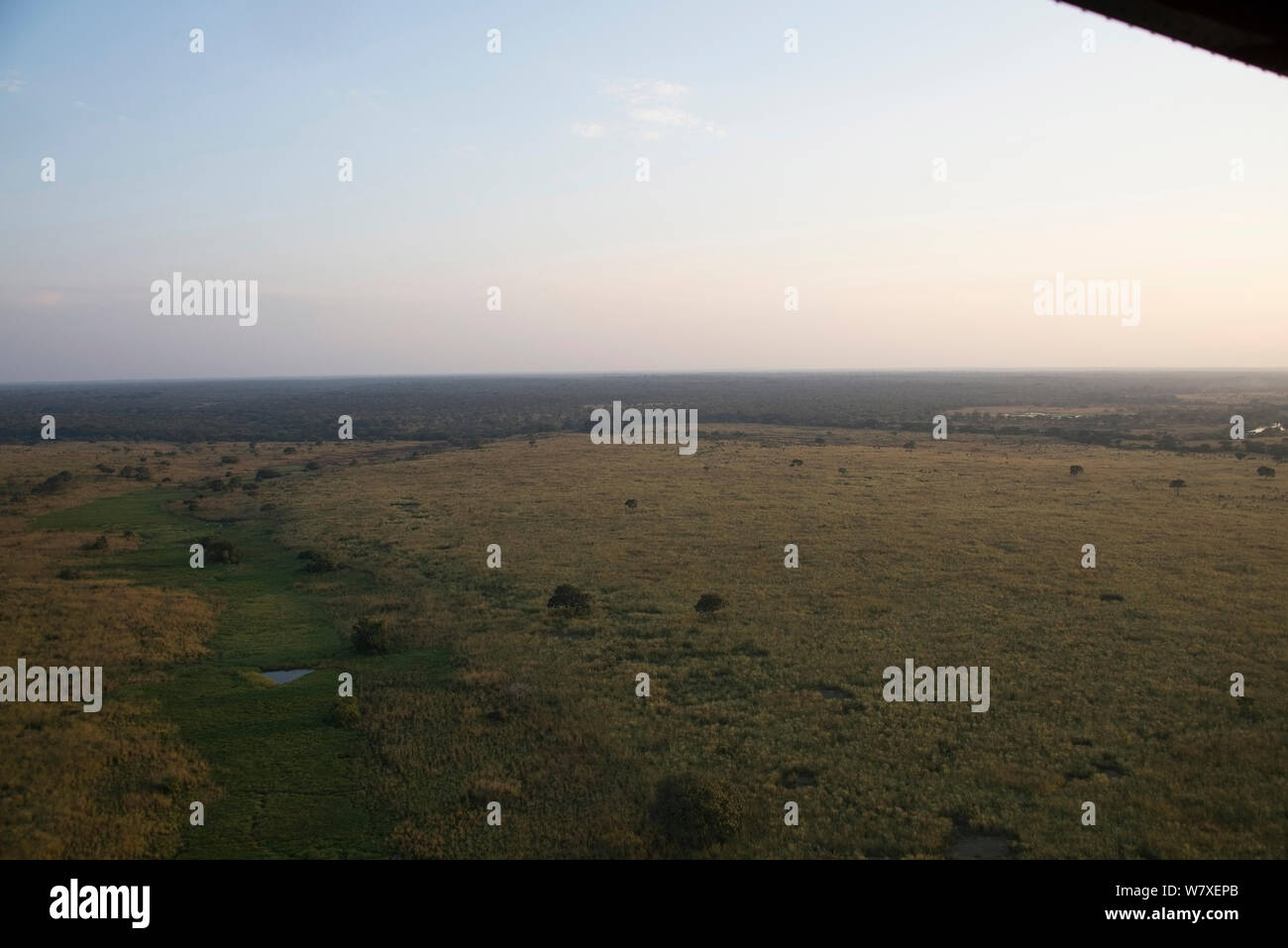 Vista aerea del Parco nazionale di Garamba, nella Repubblica democratica del Congo, febbraio 2012. Foto Stock