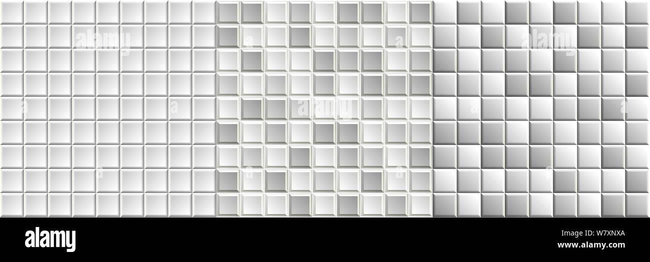 Set di seamless in bianco e nero di piastrelle a mosaico texture. Scala di grigi sullo sfondo del vettore Illustrazione Vettoriale