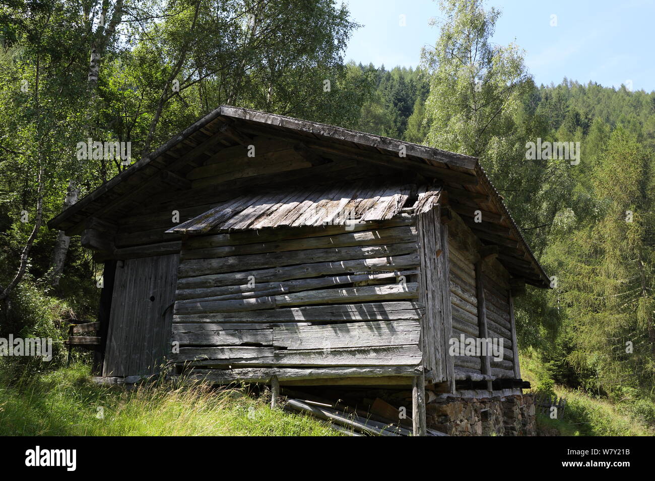 Chalet in mezzo al bosco del Trentino Alto Adige Foto Stock