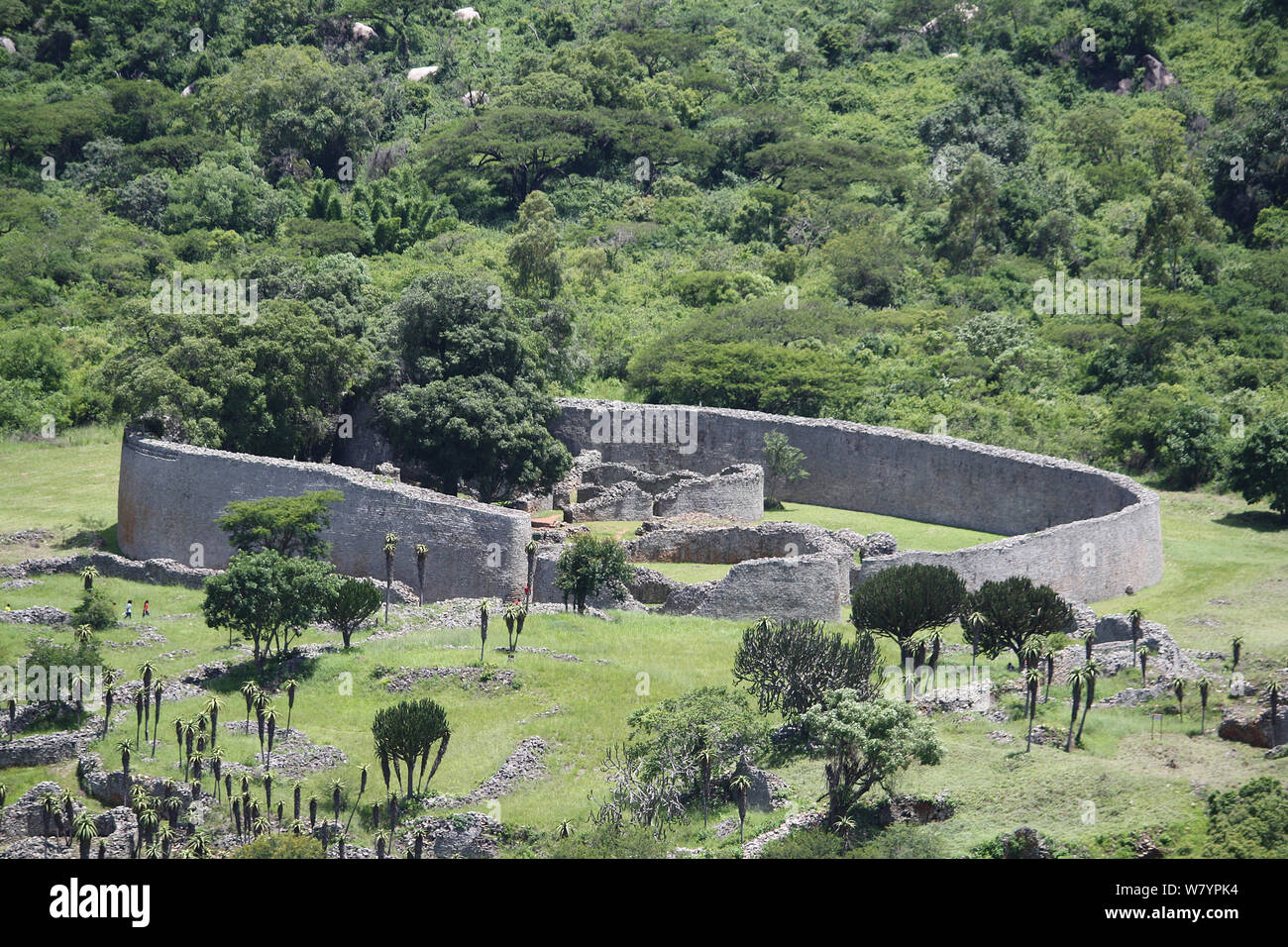 Grande Zimbabwe rovine, i ruderi della ex capitale del regno dello Zimbabwe, costruito tra 11th-15th centuary. Central Zimbabwe Gennaio 2011. Foto Stock