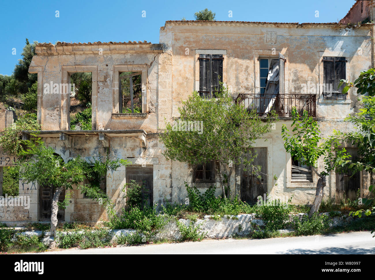 Rovina edificio in Assos Cefalonia Grecia Foto Stock