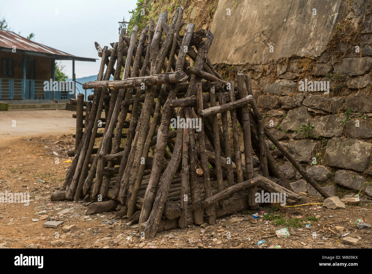 Ao Naga tradizionale di prigione. Ao Naga tribù. Mokokchung distretto. Il Nagaland, nord-est dell India, ottobre 2014. Foto Stock