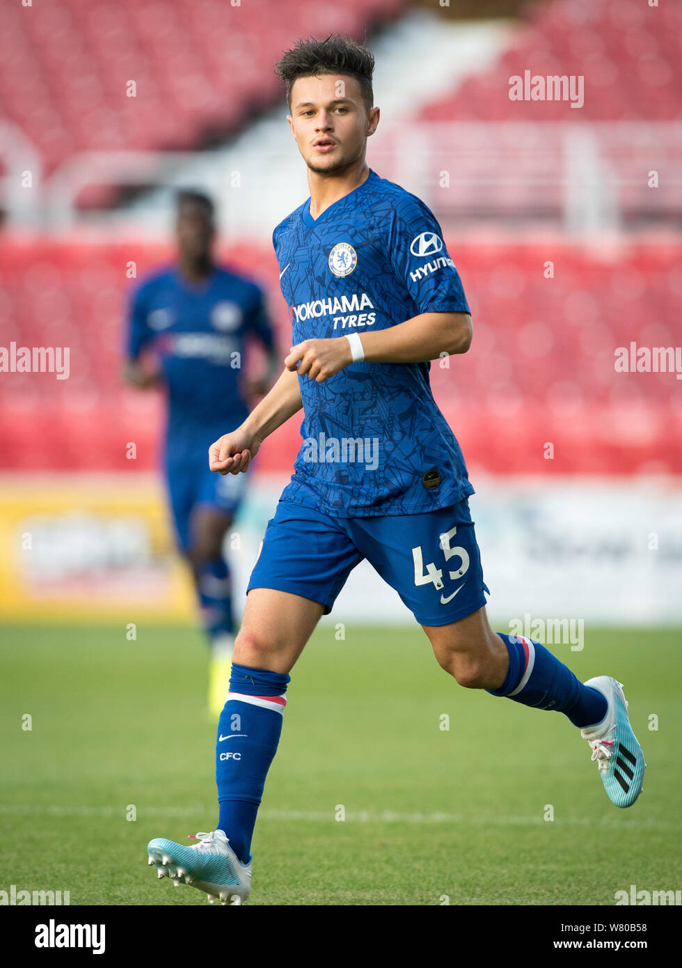 George McEachran di Chelsea U21 durante il Trofeo Leasing.com group stage match tra città di Swindon e Chelsea U21 al County Ground, Swindon Foto Stock