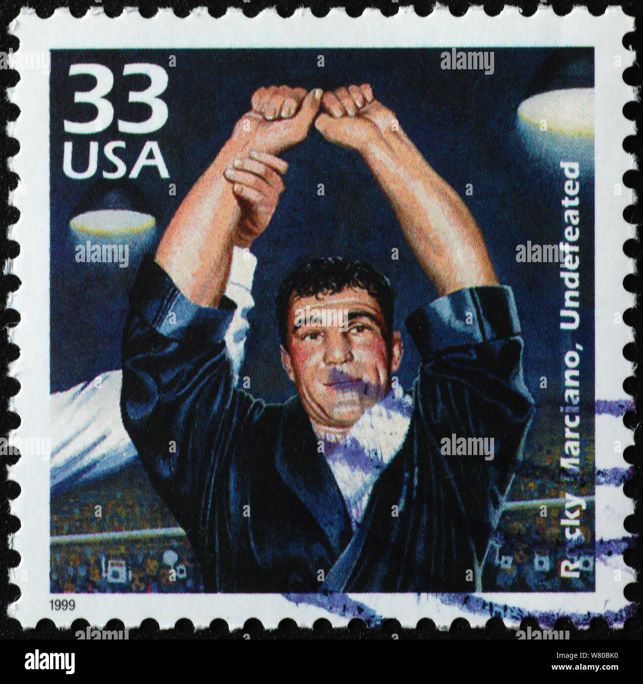 Boxer Rocky Marciano su american francobollo Foto Stock