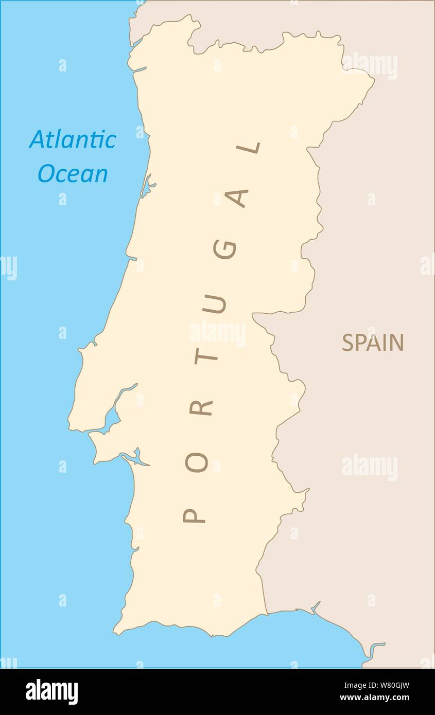 Una colorata mappa della regione del Portogallo in Europa Illustrazione Vettoriale