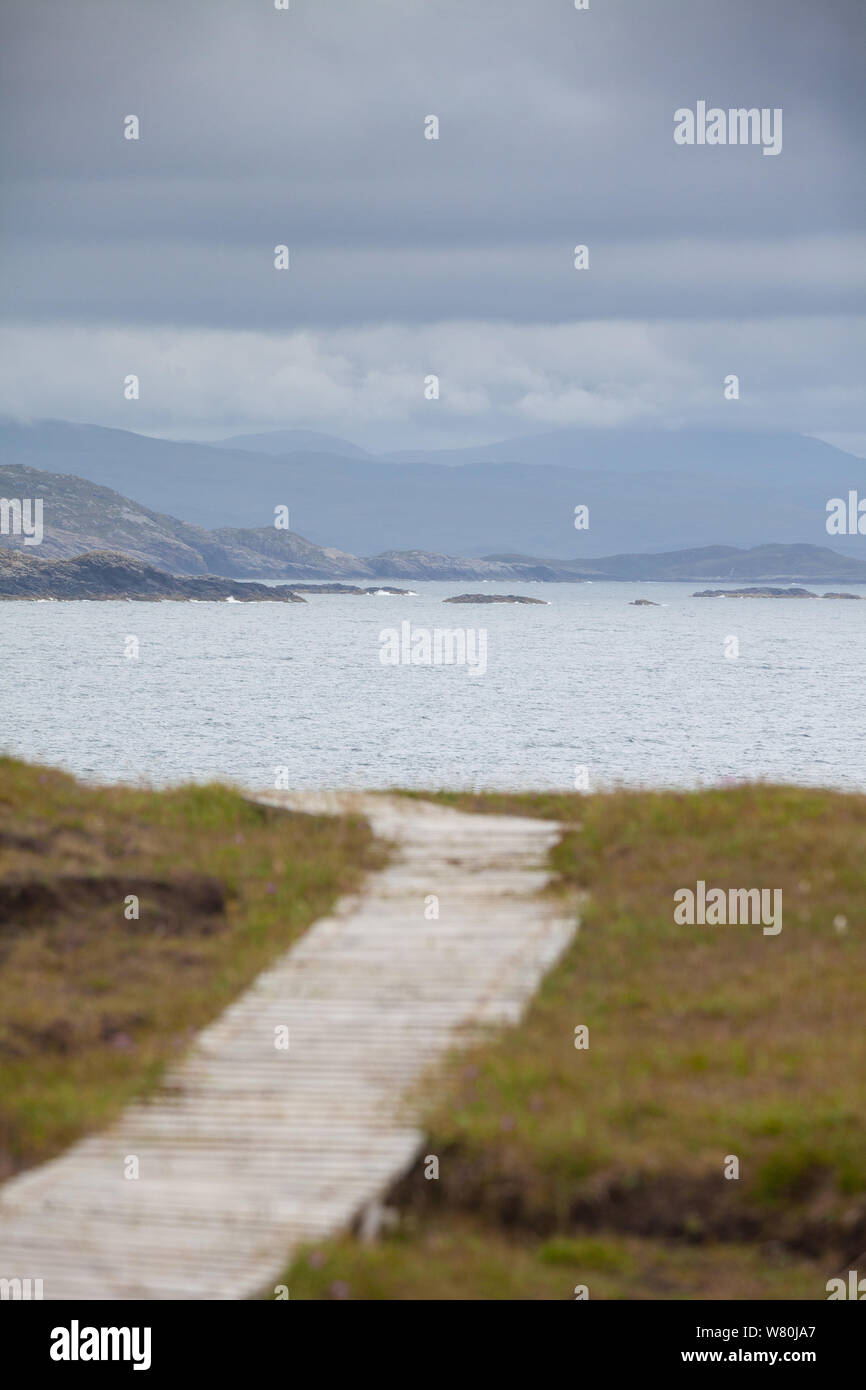 Una passerella di legno su Handa Island Sutherland Scozia Scotland Foto Stock