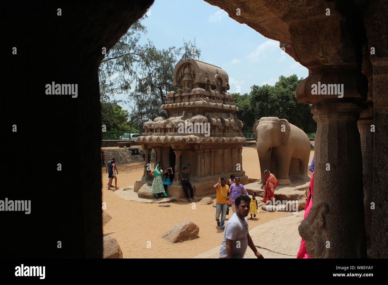 Mahabalipuram tempio complesso Foto Stock