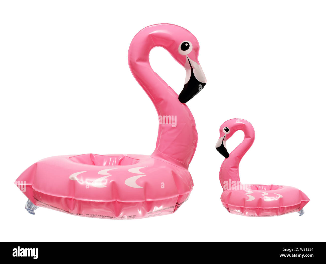 Flamingo Bagno Giocattoli su sfondo bianco Foto Stock