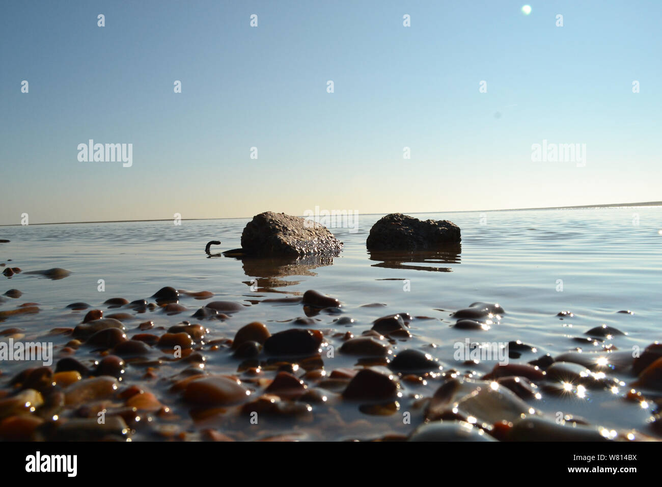 Bawdsey litorale da un basso angolo di visione, Suffolk, Regno Unito Foto Stock