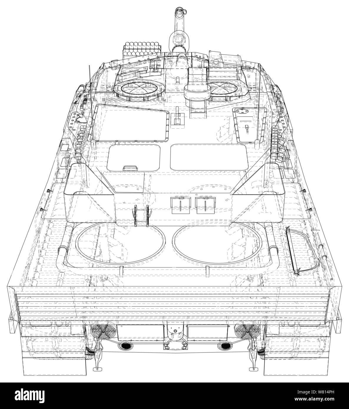 Serbatoio militare - isolato su uno sfondo bianco Illustrazione Vettoriale